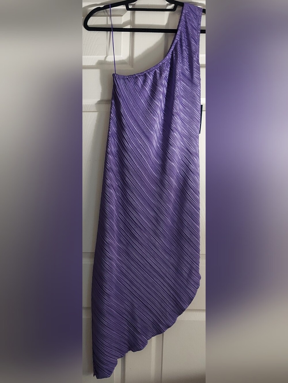 Women's Pleated Diagonal Midi Skirt - Purple
